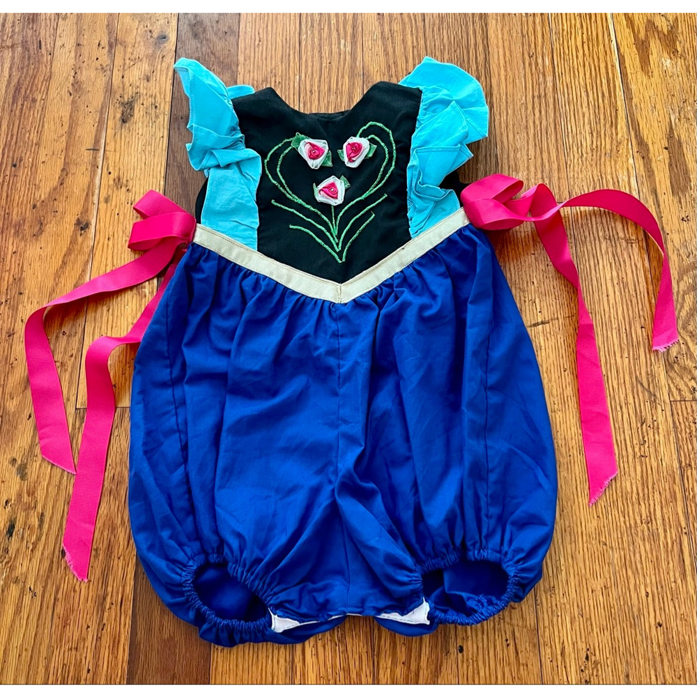Custom Made Baby Bubbles Blue Black Anna Inspired Romper Bubble Outfit 12 Months